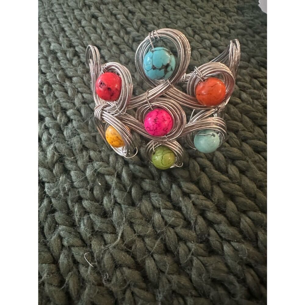 Vintage Wire wrapped Gemstone Colorful Bracelet
